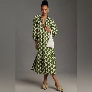 Maeve Bettina Dress Green Print Anthropologie